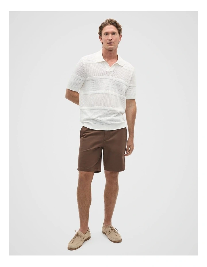 Crochet Knit Polo in Vintage White image 3