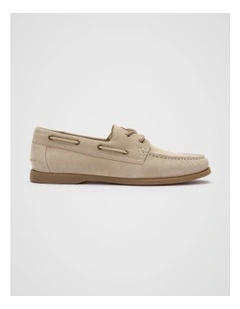 Suede Boat Shoe in Almond