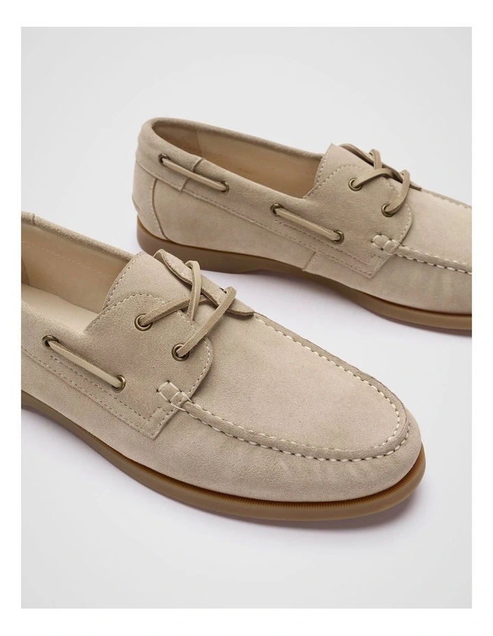 Suede Boat Shoe in Almond image 3