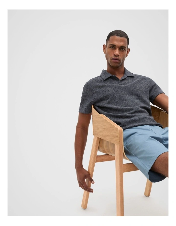 Marled Polo Shirt in Midnight Fleck image 3