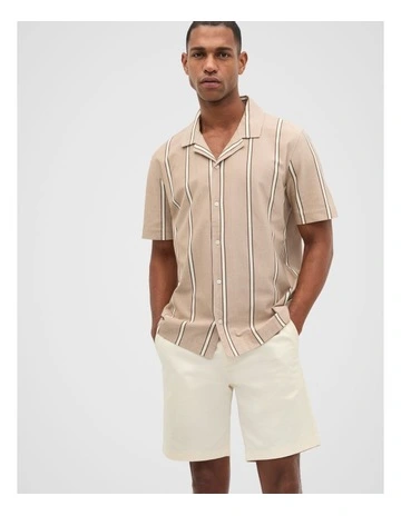 Stripe Pique Shirt in Nougat