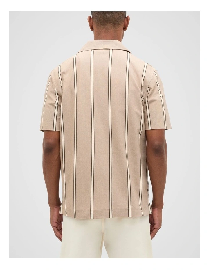 Stripe Pique Shirt in Nougat image 2