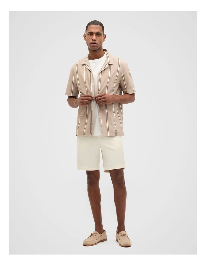 Stripe Pique Shirt in Nougat image 5