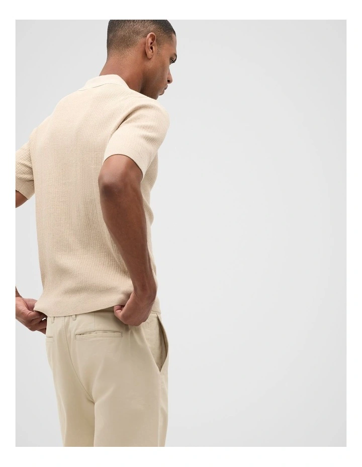 Ribbed Knit Polo in Almond image 2