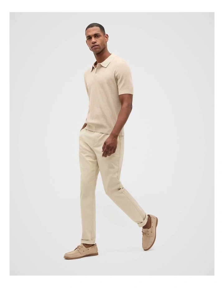 Ribbed Knit Polo in Almond image 4