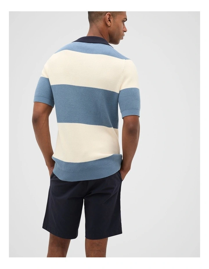 Block Stripe Knit Polo in Sailor image 2