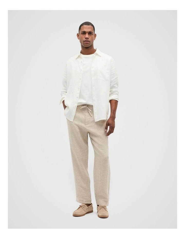 Linen Trouser in Almond image 3
