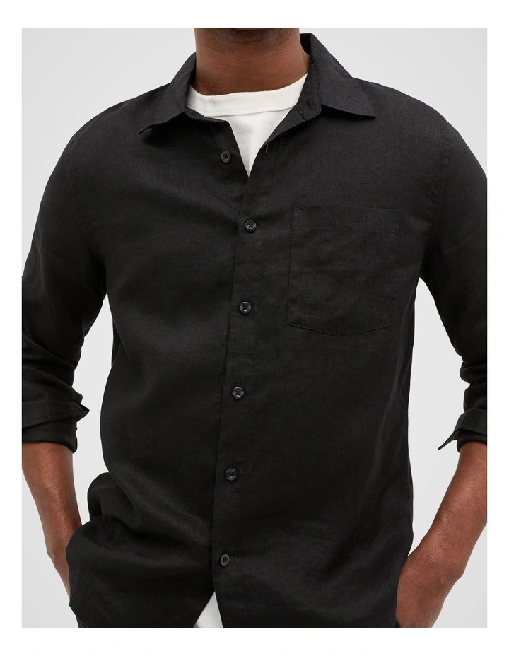 Linen Everyday Shirt in True Black image 3
