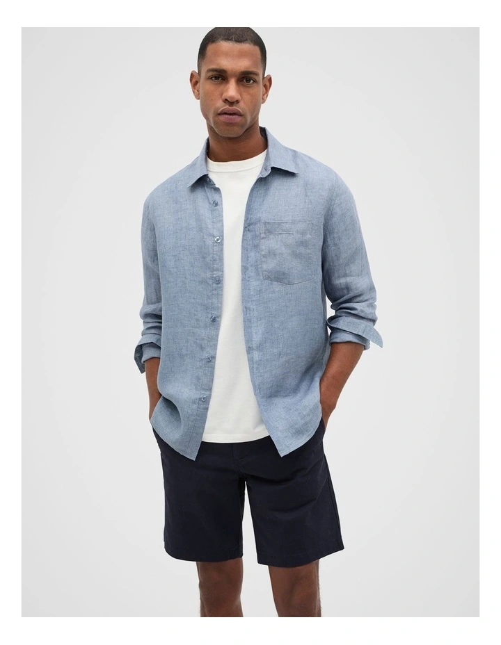 Chambray Linen Shirt in Sailor image 5