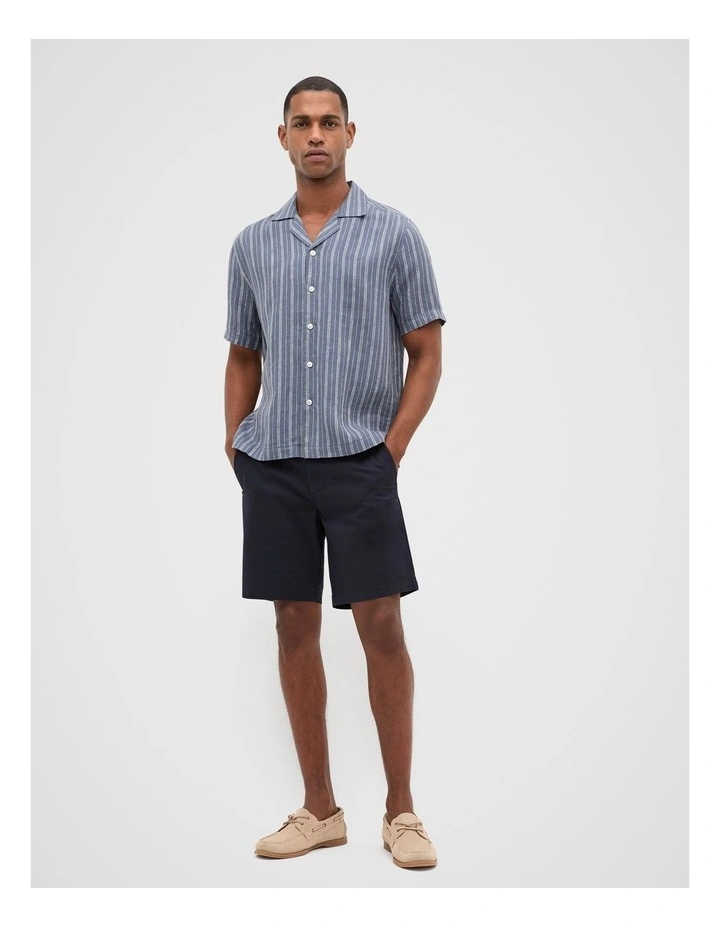 Stripe Linen Shirt in Storm Blue image 4