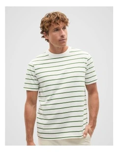 Crew Stripe Tee in Pea Green
