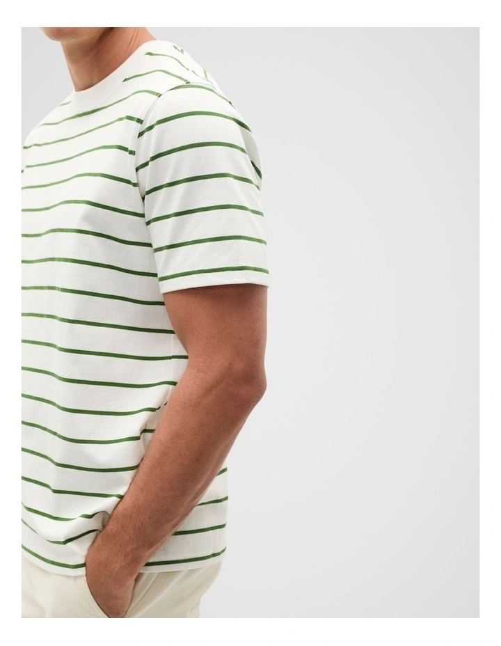 Crew Stripe Tee in Pea Green image 3