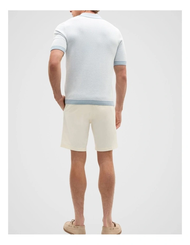 Multi Textured Knit Polo in Blue image 2