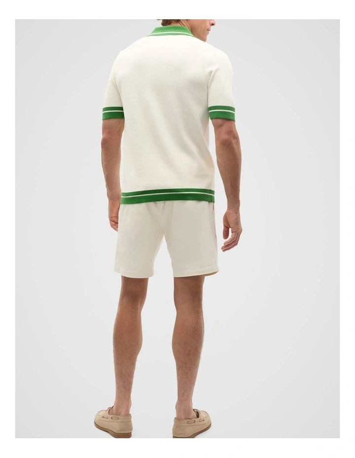 Contrast Trim Knit Shirt in Green image 2