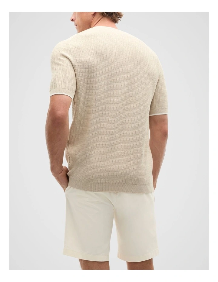 Twisted Yarn Knit Tee in Almond image 2