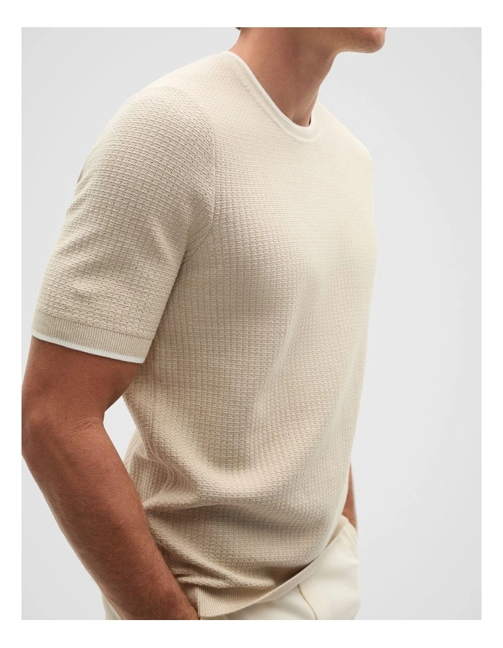 Twisted Yarn Knit Tee in Almond image 3