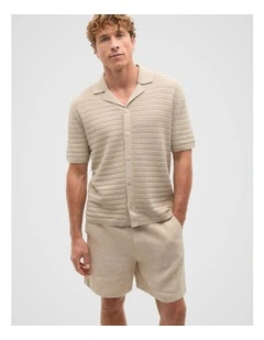 Patterned Knit Shirt in Almond