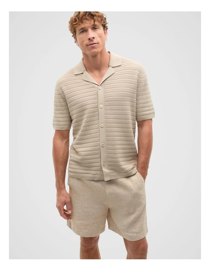 Patterned Knit Shirt in Almond image 1