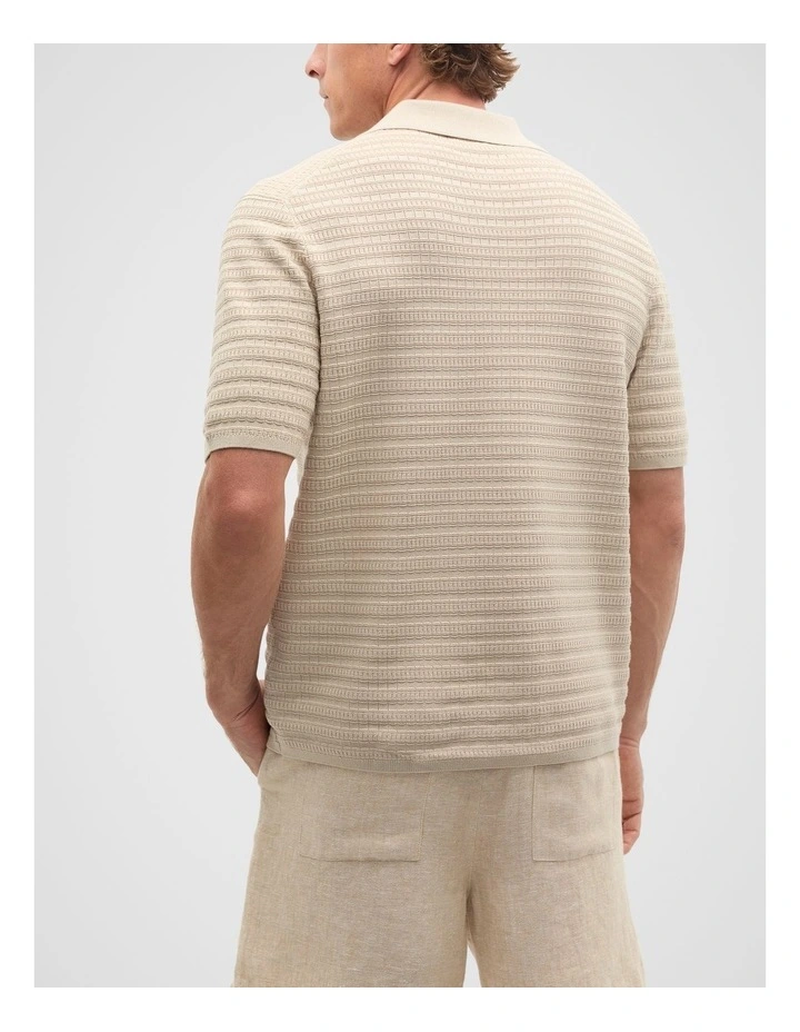 Patterned Knit Shirt in Almond image 2