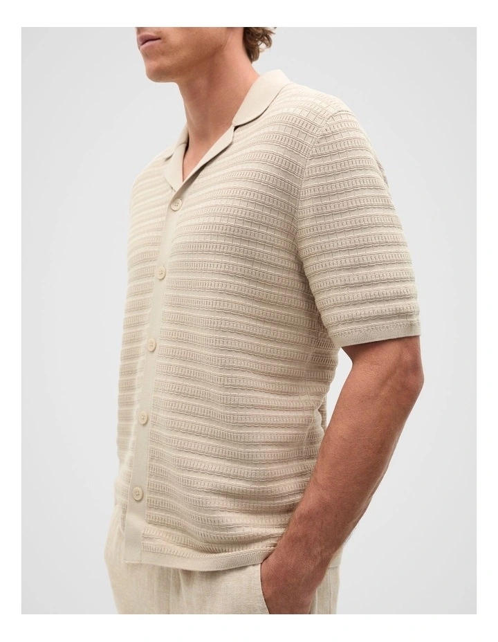 Patterned Knit Shirt in Almond image 4