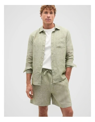 Linen Everyday Shirt in Green Apple