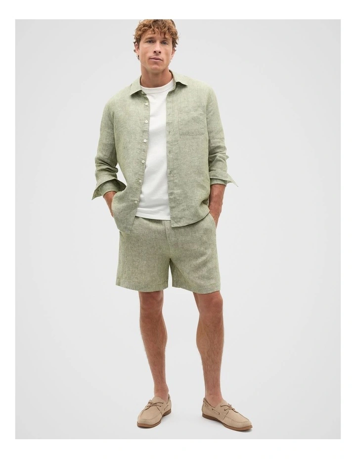 Linen Everyday Shirt in Green Apple image 4