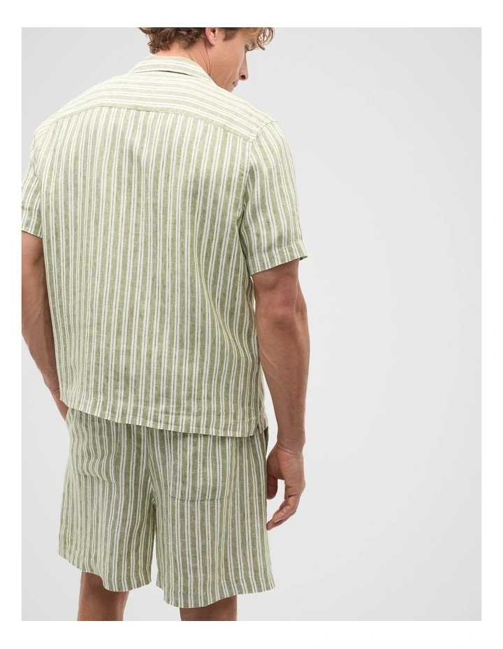 Stripe Linen Shirt in Green Apple image 2