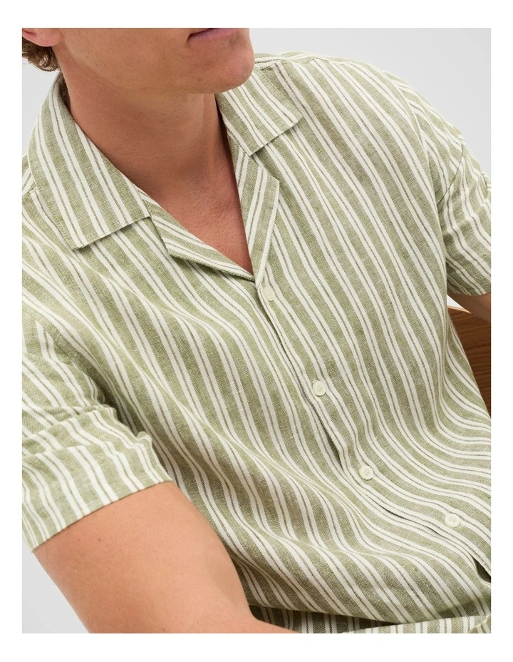 Stripe Linen Shirt in Green Apple image 4