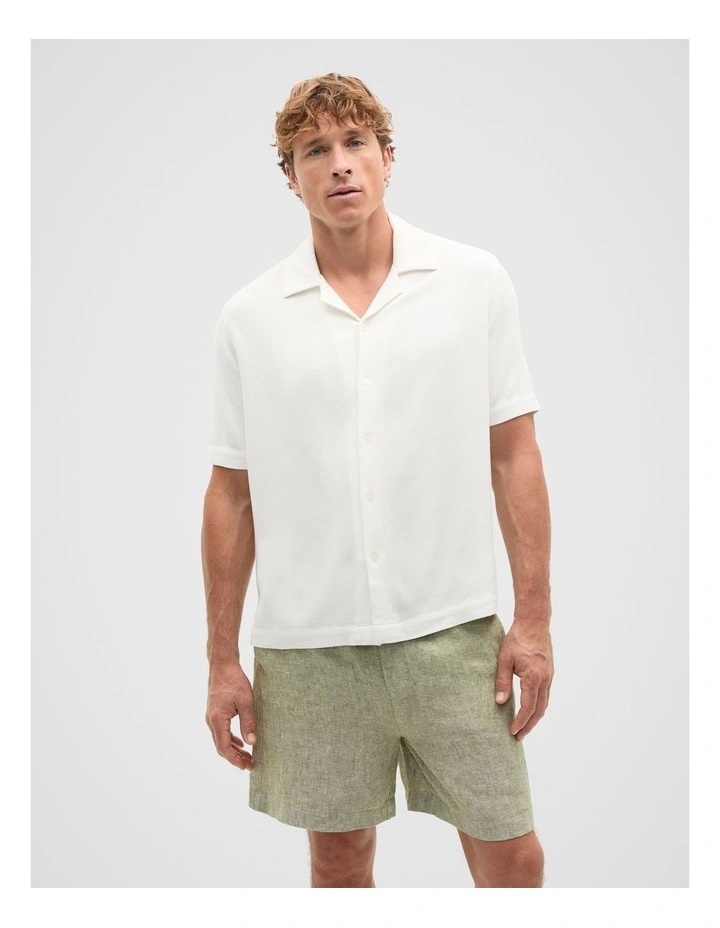 Short Sleeve Textured Shirt in Off White image 1
