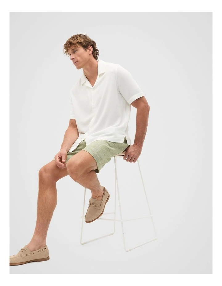 Short Sleeve Textured Shirt in Off White image 3