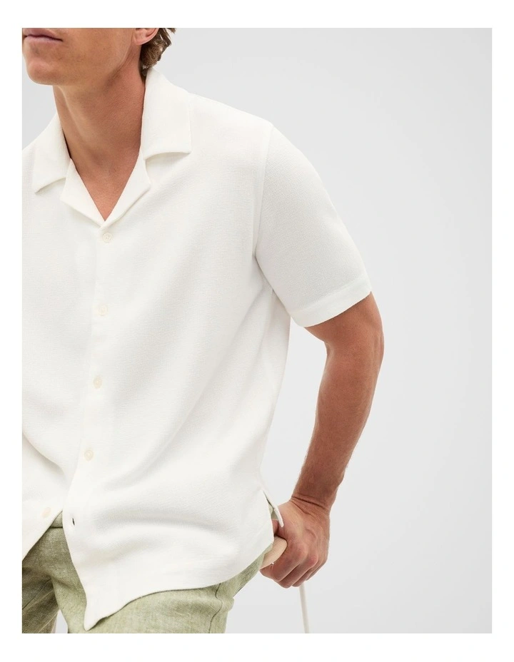 Short Sleeve Textured Shirt in Off White image 4