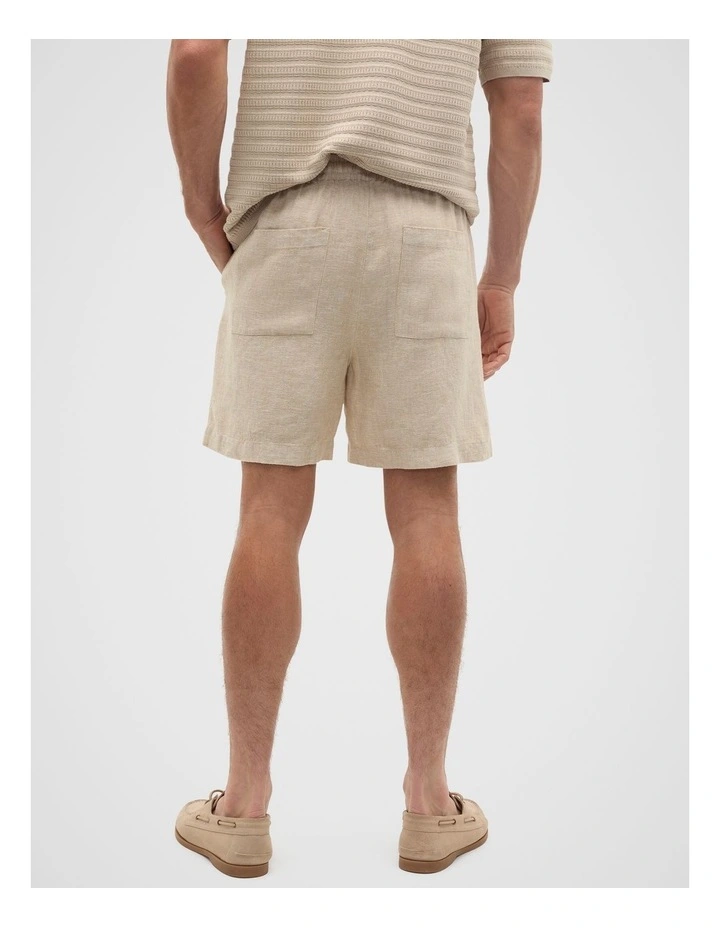 Linen Pullon Short in Almond image 2