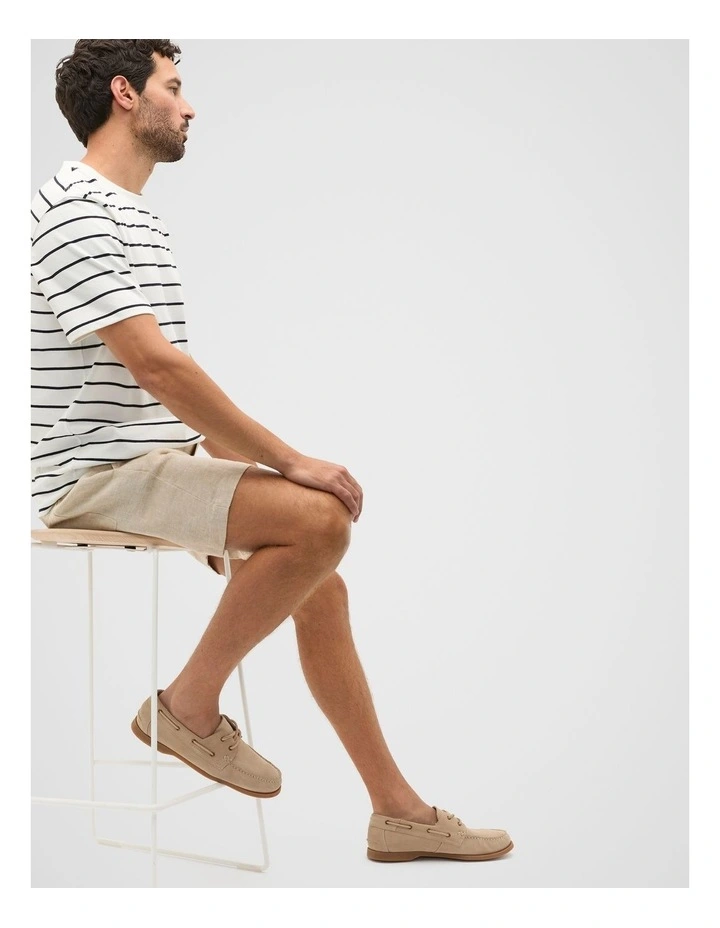 Linen Pullon Short in Almond image 4