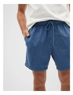 Seersucker Stripe Short in Storm Blue
