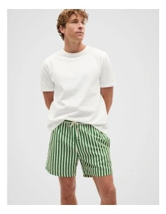 Stripe Swim Short in Pea Green