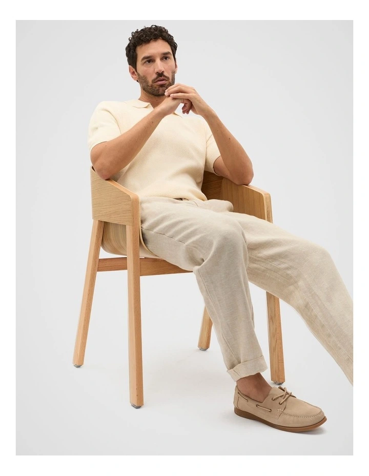 Textured Knit Polo in Cream image 3