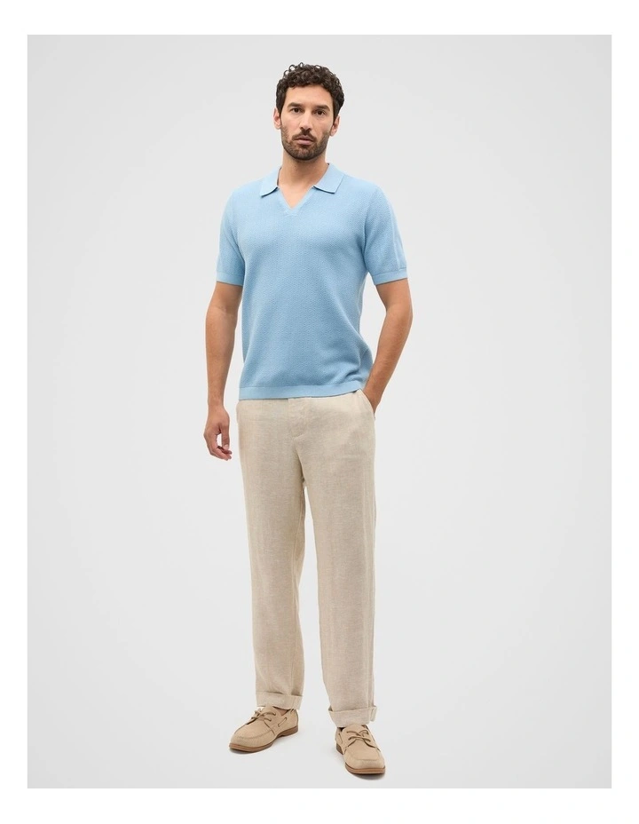 Textured Knit Polo in Sky Blue image 5