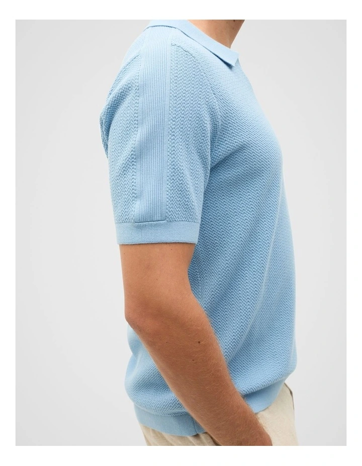 Textured Knit Polo in Sky Blue image 7