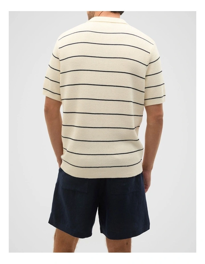 Stripe Knit Polo in Cream image 2