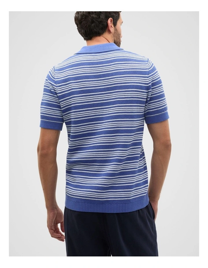 Jacquard Stripe Knit Shirt in Cobalt image 2