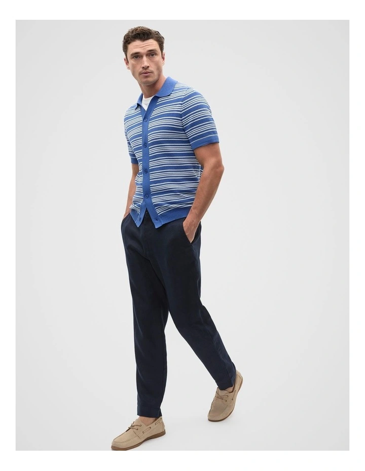 Jacquard Stripe Knit Shirt in Cobalt image 4