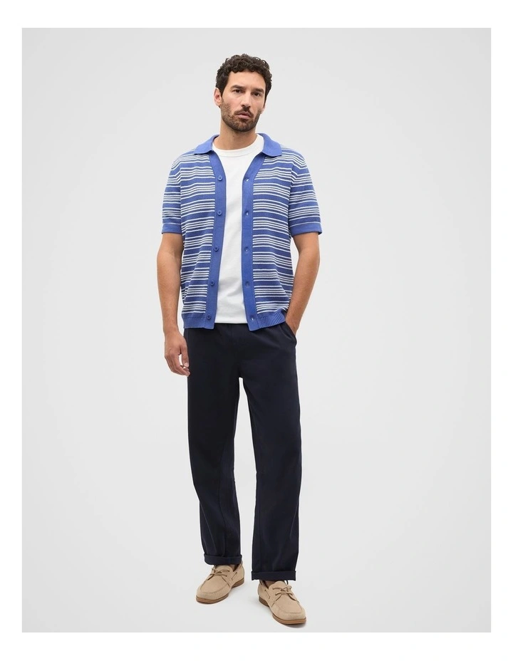 Jacquard Stripe Knit Shirt in Cobalt image 4