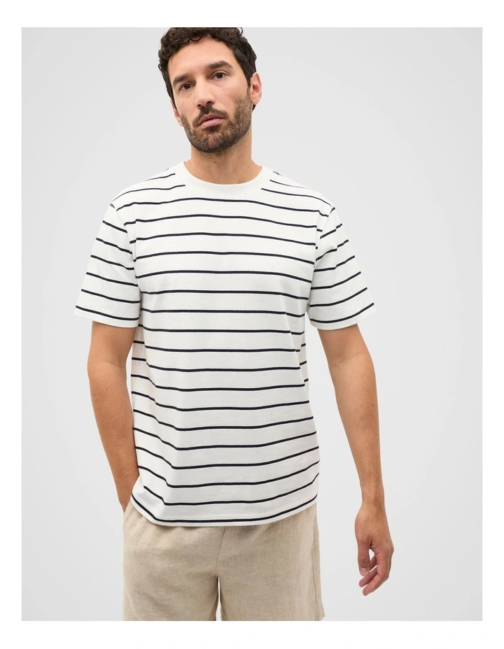 Crew Stripe Tee in Vintage White image 1