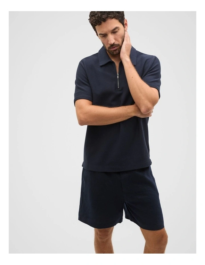 Half Zip Polo in Midnight Blue image 1