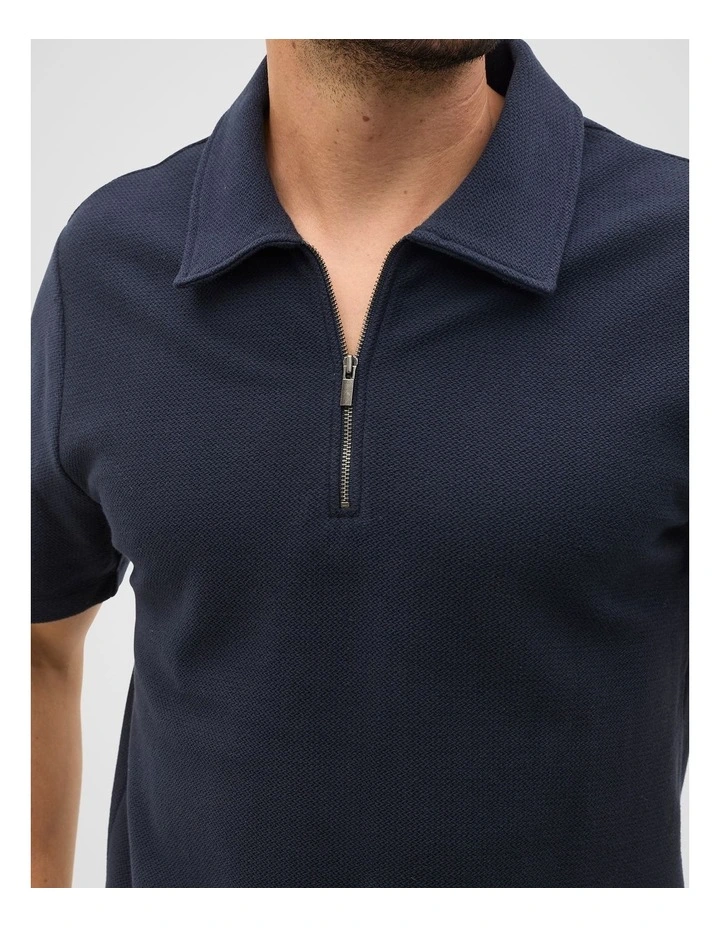 Half Zip Polo in Midnight Blue image 3