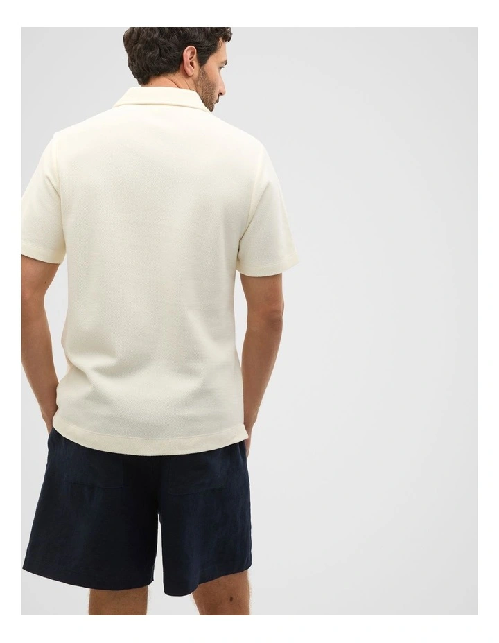 Half Zip Polo in Vintage White image 2