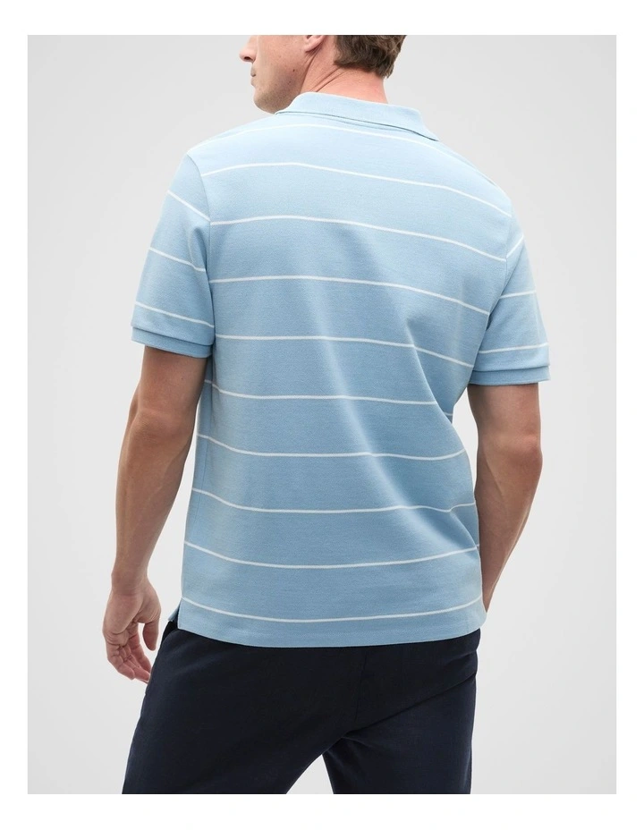 Stripe Pique Polo in Sky Blue image 2