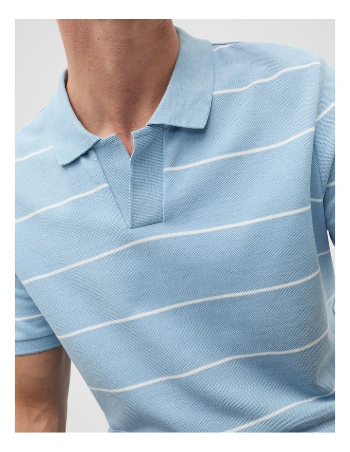Stripe Pique Polo in Sky Blue image 3
