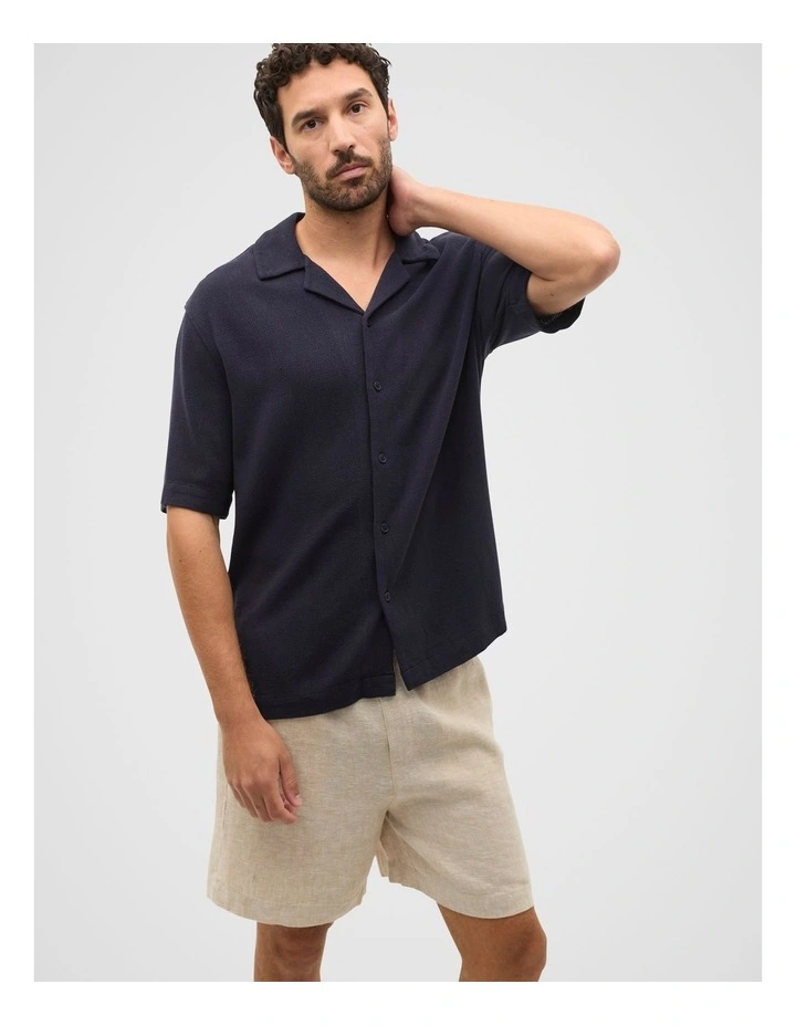 Short Sleeve Textured Shirt in Midnight Blue image 1