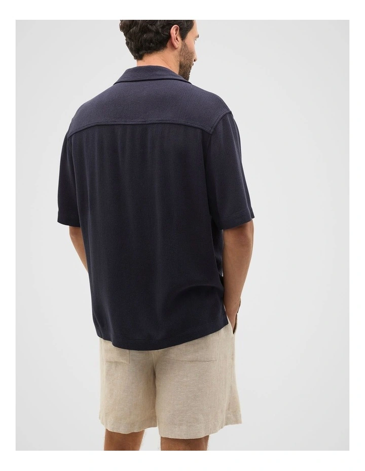 Short Sleeve Textured Shirt in Midnight Blue image 2